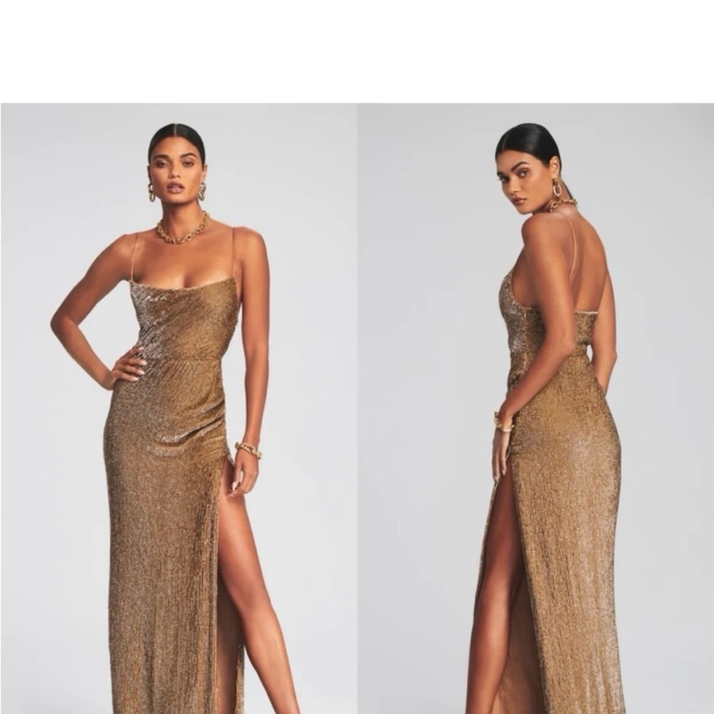 Retrofete Katya Sequin bronze Maxi Dress size M NWT